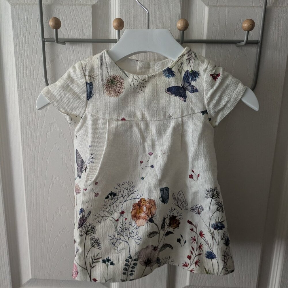 Zara Floral White Textured Baby Dress